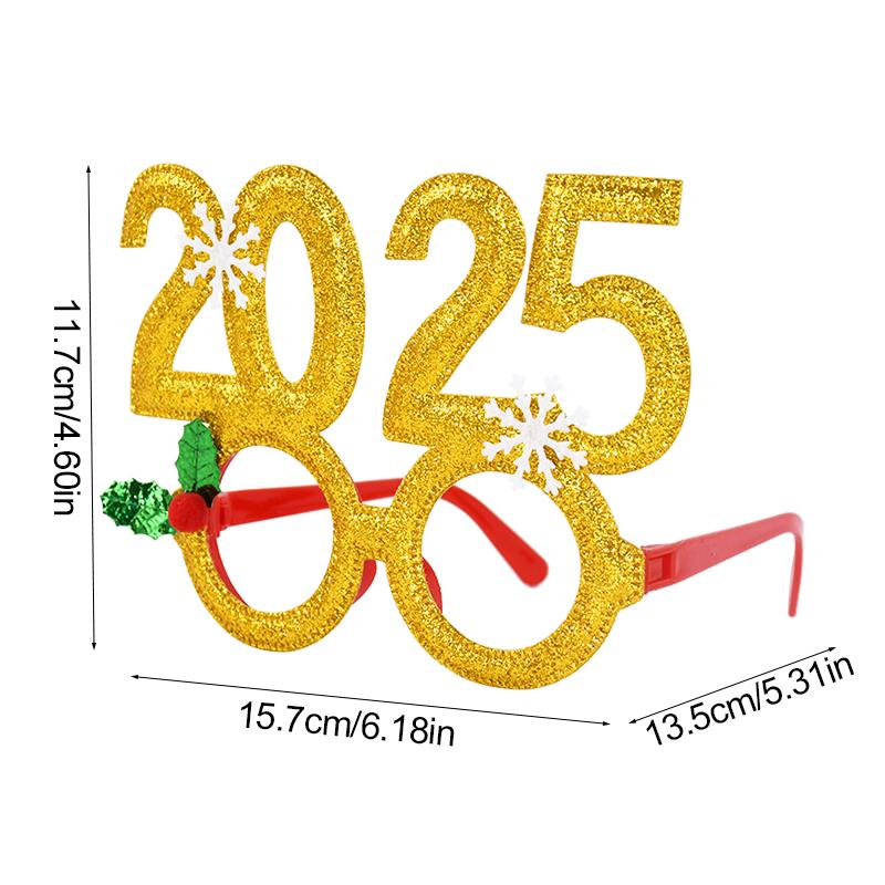 4pcs Christmas Glasses 2025 New Year Party Photo Props Xmas Decorations Kids Adult Eyeglasses Photobooth Gifts Home Supplies