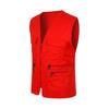 Men Summer Cargo Waistcoat V-Neck Sleeveless Multi Pockets Sports Vest Solid Color Zipper Placket Volunteer Safety Vest Coat