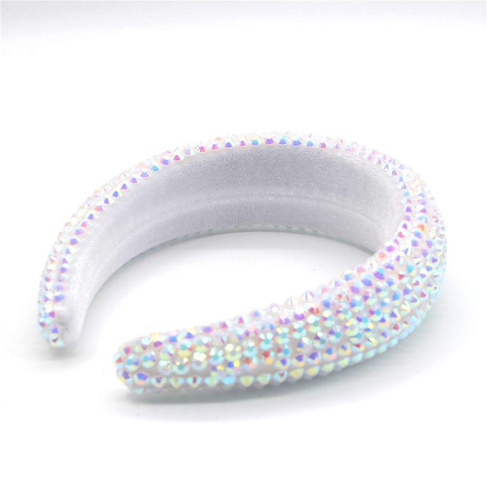Wide Brim Full Rhinestone Headband Padded Design Hair Accessory Baroque Headdress Wedding