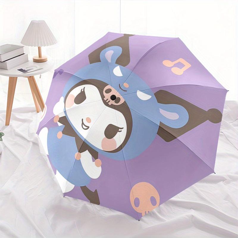 Kuromi, Halloween Automatic opening and closing folding umbrella with 8-rib frame and compact travel design, perfect for all occasions | Sty