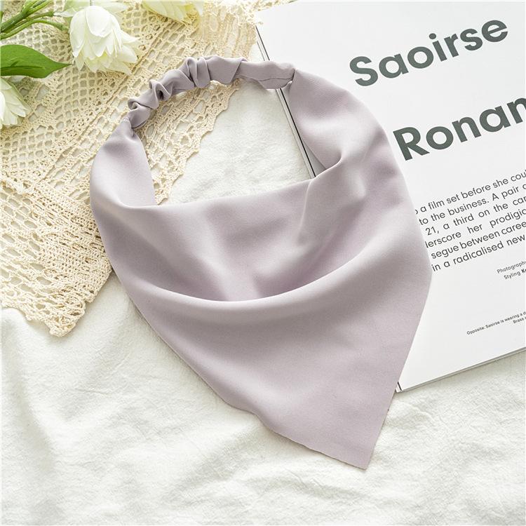 Summer Women Solid Color Head Scarf Vintage Triangle Bandanas Chiffon Elastic Hairbands Children Girl Headbands Hair Accessories