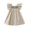 Summer Girls Floral Dress Cotton Short Flutter Sleeve Cute Baby Girl Casual Outdoor Wear Dress