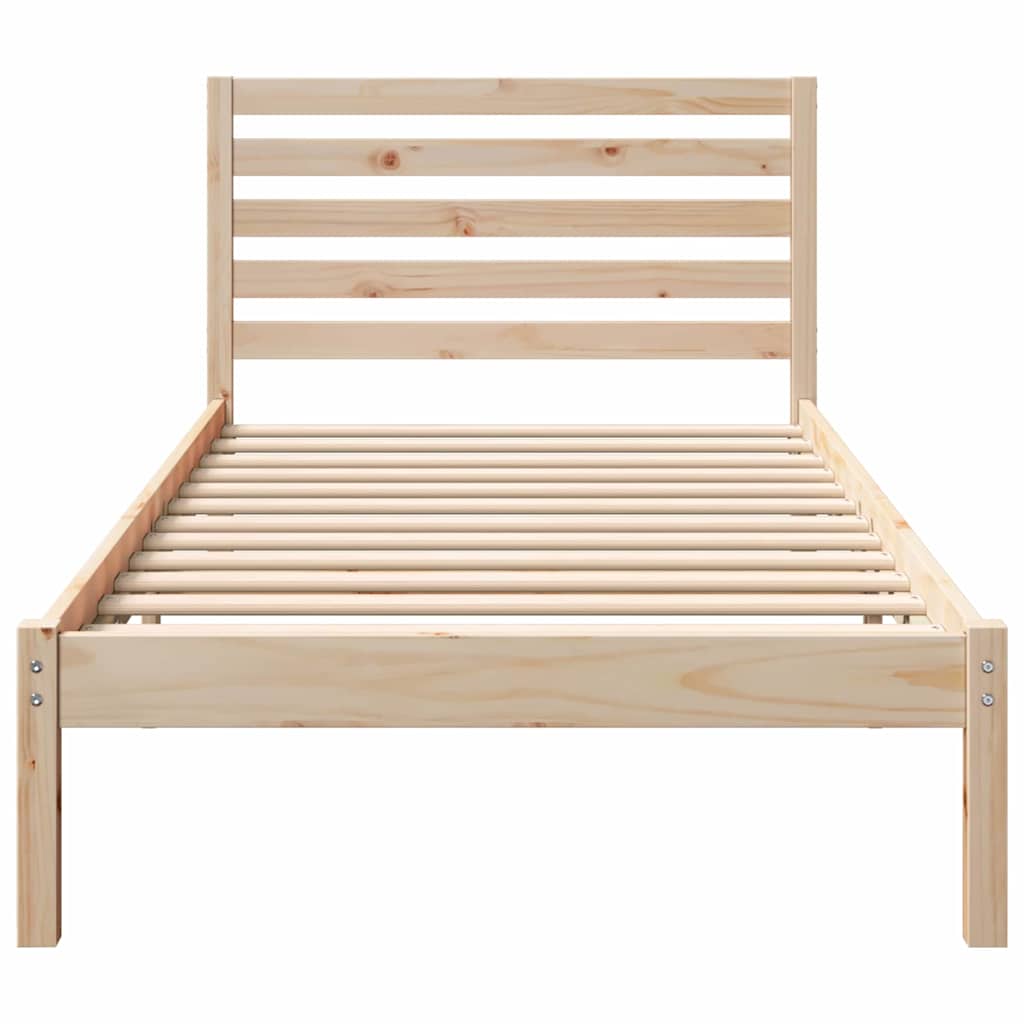 Bed Frame with Headboard Brown 80 x 200 cm Solid Pine Wood