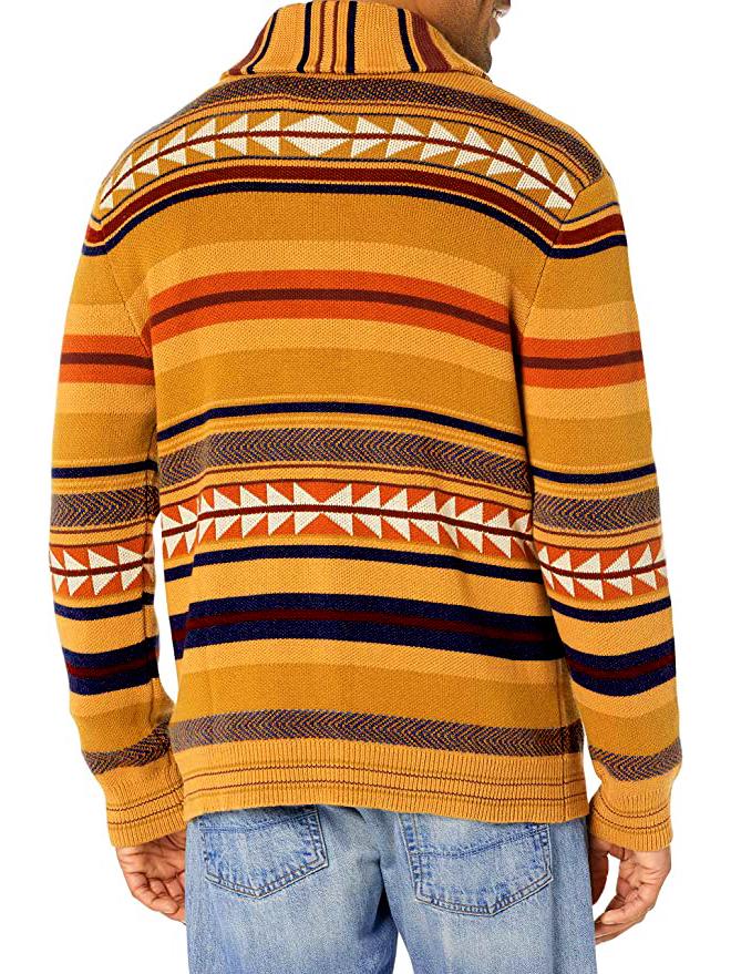 Мужской кардиган-свитер с цветными блоками, жаккардовый, BK0041