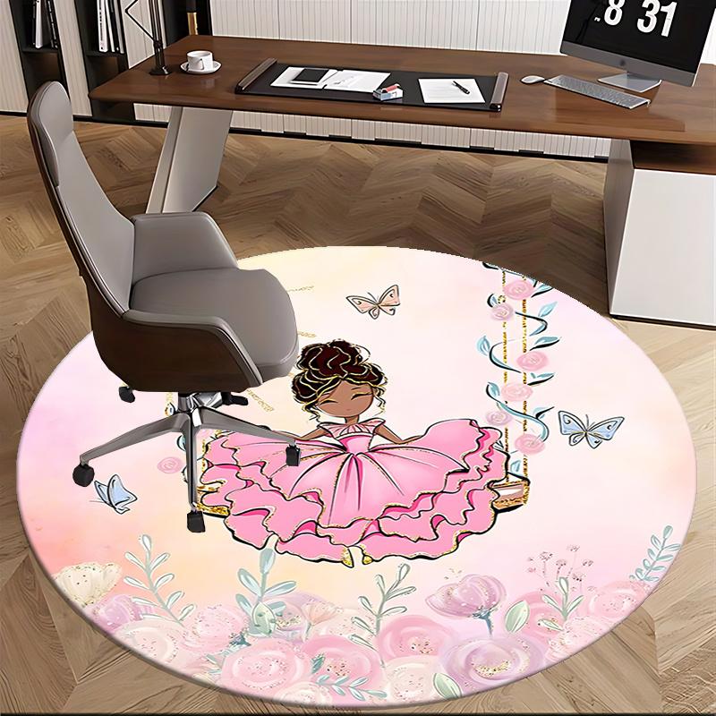 Charming Princess Chair Mat: Magical Floral Decor for Home Office Living Room Bedroom Gift, Elegant Pink Butterfly Rug Carpet1118078a