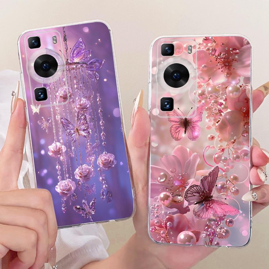 For Huawei P60 Pro Case MNA-AL00 Stylish Flowers Butterfly Painted Cover Soft Slim Phone Case For Huawei P60 Art P 60 Pro Fundas