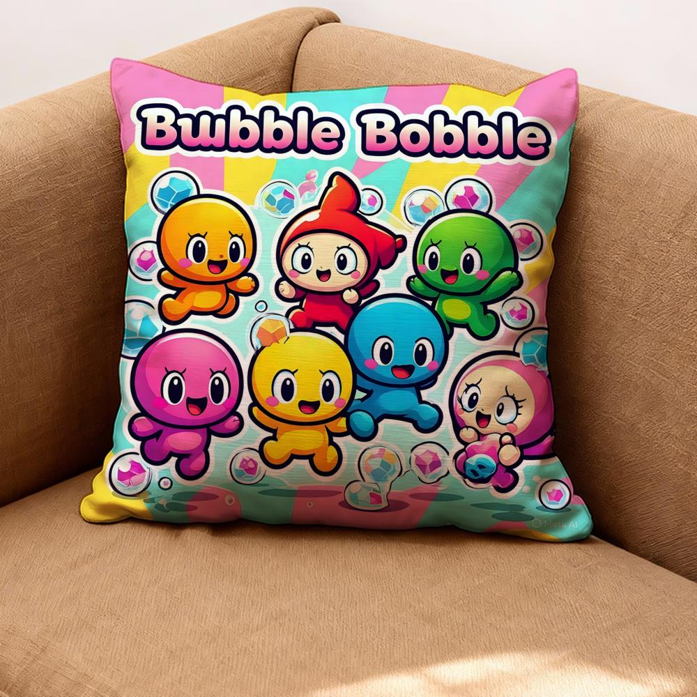 Bubbles Bobble Cushion Cover Premium Comfort Reversible Pillow Cove -Two in One Design for Any Room & Car Interior