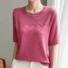 Navava Women Business PoinT Round Neck ShorT Sleeve KniT T Nk3034