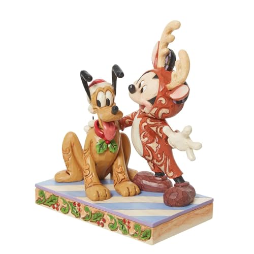 Enesco Statue/Figure "Disney Traditions" Mickey and Pluto As Reindeer, Size 7.5 X 13.5 X 16 Cm, DTR6013059