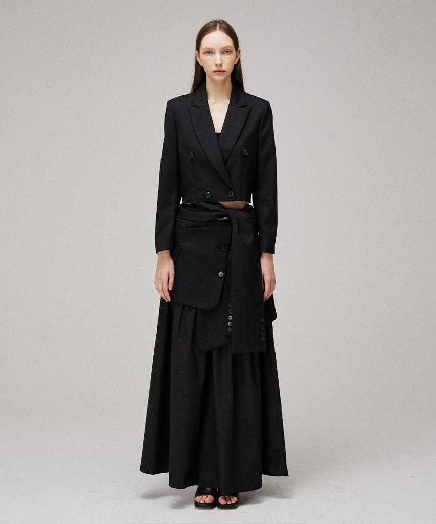 Meuameu Blazer Crop Layered Skirt