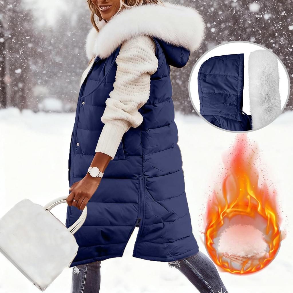 Женский длинный пуховик с капюшоном