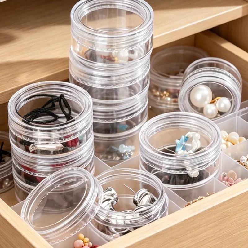 3 г/7 г/10 г Мини-прозрачные косметические флаконы Круглая коробка для хранения Портативный дорожный контейнер с крышками для нейл-арта, ювелирных изделий, сережек