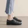 Women's British Style Black Leather Loafers - Soft-Soled, Mid-Heel, Flat Work Shoes for Autumn 2025