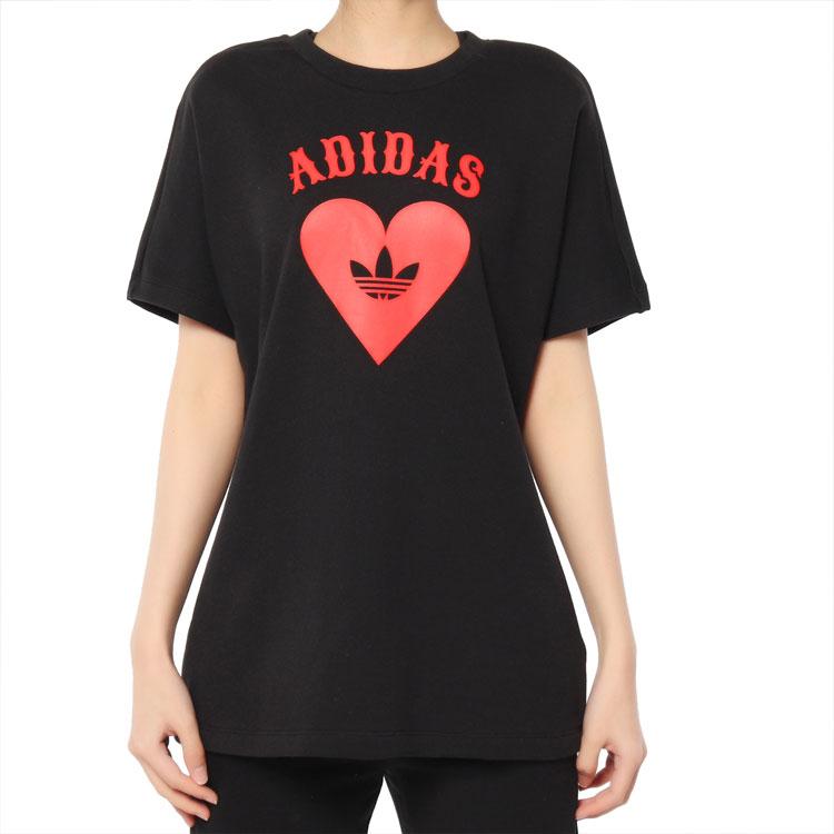 Women's Adidas Originals T-Shirts Women's Black Crew Neck Moderate Straight Fit