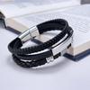 New Fashion Braided Stainless Steel Men 'S Multi -Layered Leather Bracelet 