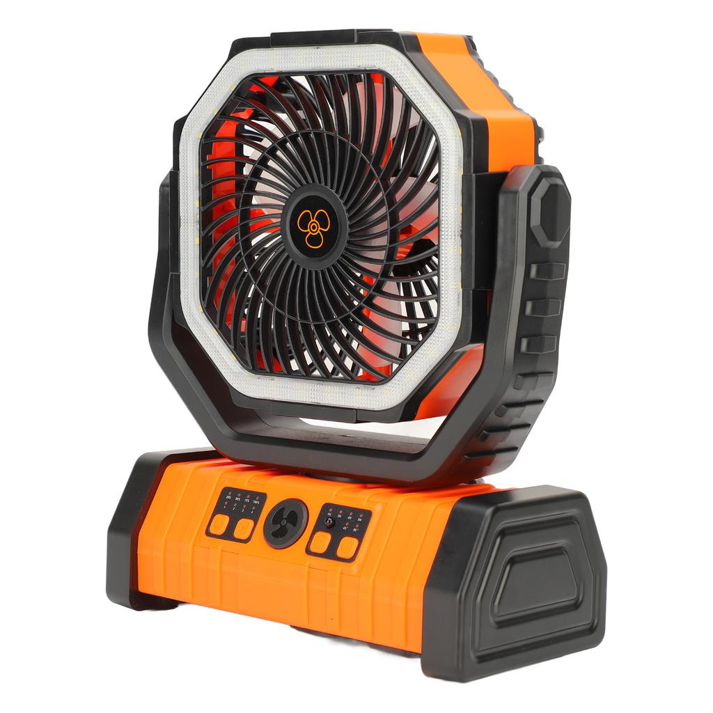 Портативный вентилятор для кемпинга с подсветкой и пультом дистанционного управления, двойной крючок, пластиковый, тихий, работает от аккумулятора