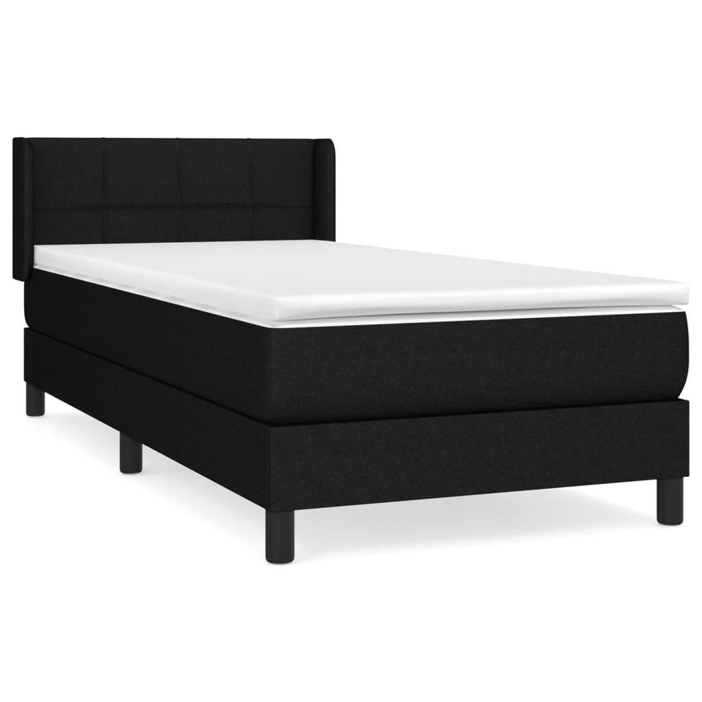 Box Spring Bed with Mattress Black 100x200 cm Fabric
