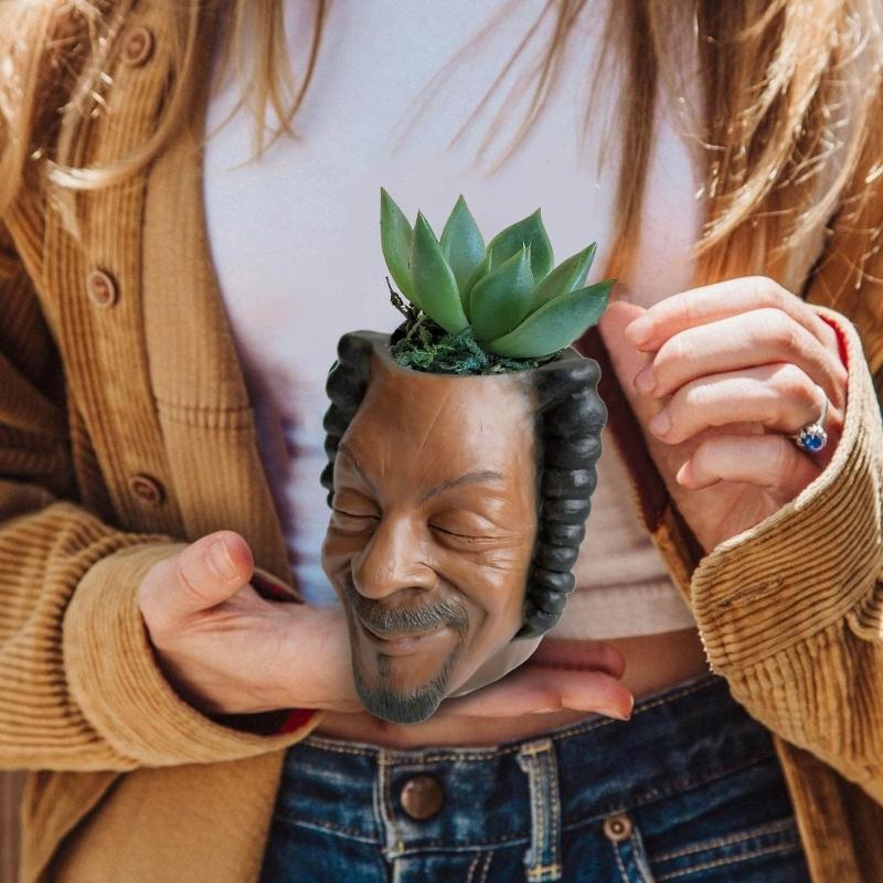 Unique Plant Flower Pot Mould Uncle Face Silicone Mold Succulent Planter Epoxy Resin Mold Garden Figurines Outdoor