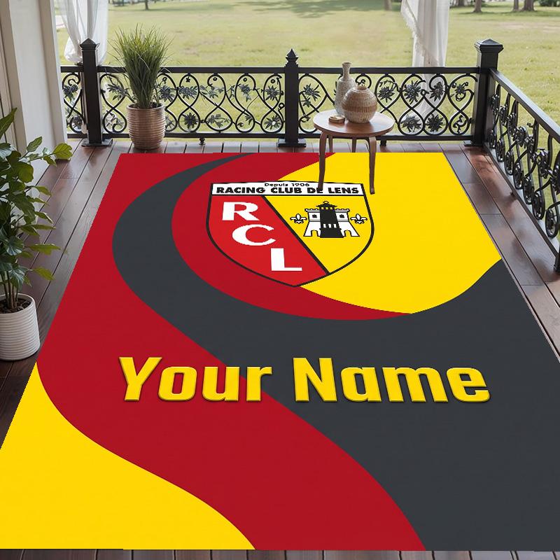 Custom Text Printed Rug racing club de lens Non Slip Floor Carpet For Home Room Decor