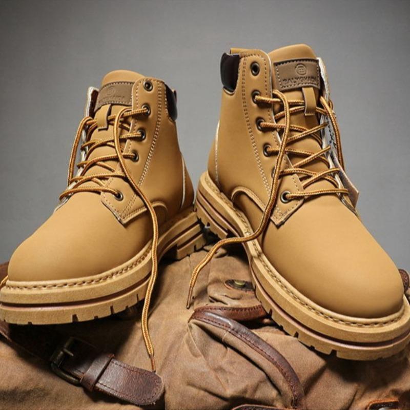 2025Новые Мужские Ботинки Модные Повседневные Кожаные Ботинки Трендовые Мотоциклетные Ботинки На Шнуровке Ботинки на Платформе Высокие Ботинки для Мужчин Большой Размер48