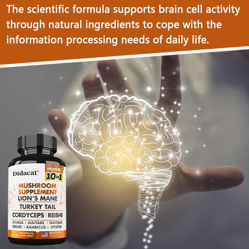 Mushroom Complex 11500 mg, containing Hericium erinaceus, Cordyceps militaris, Ganoderma lucidum, and Chaga mushroom 120 capsules