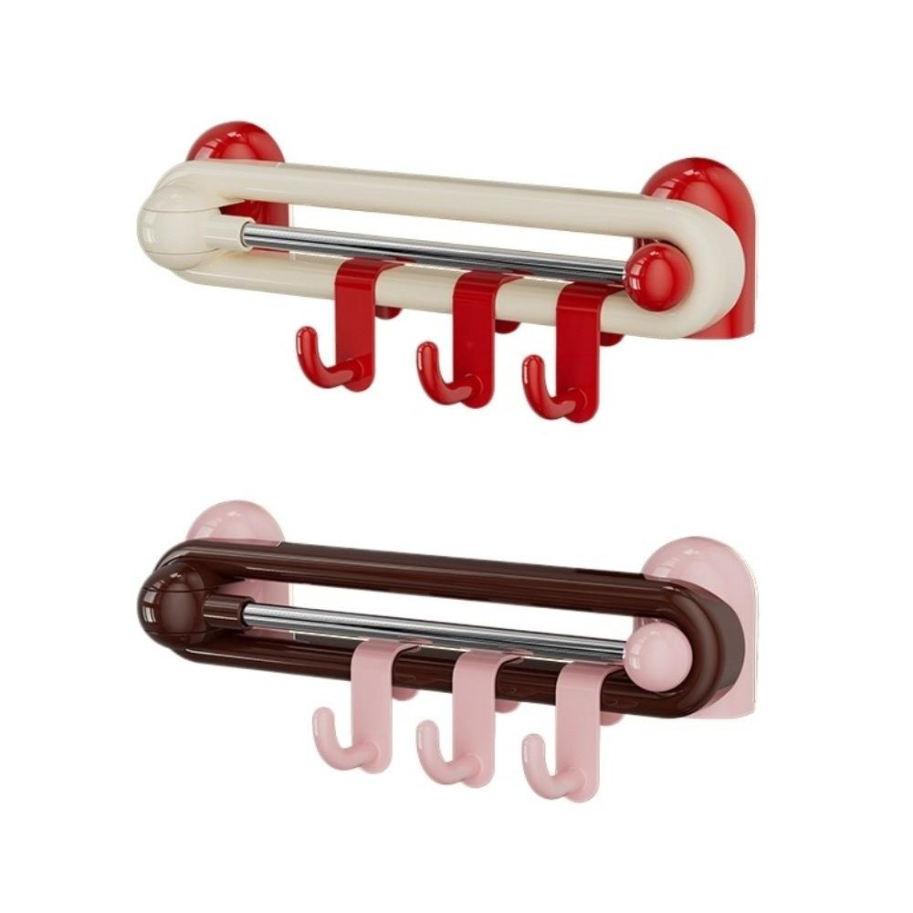 Wall Rotating Sliding Hooks Waterproof Plastic Wall Towel Hooks Space Saving Paste-on Kitchen Storage Hooks for Home