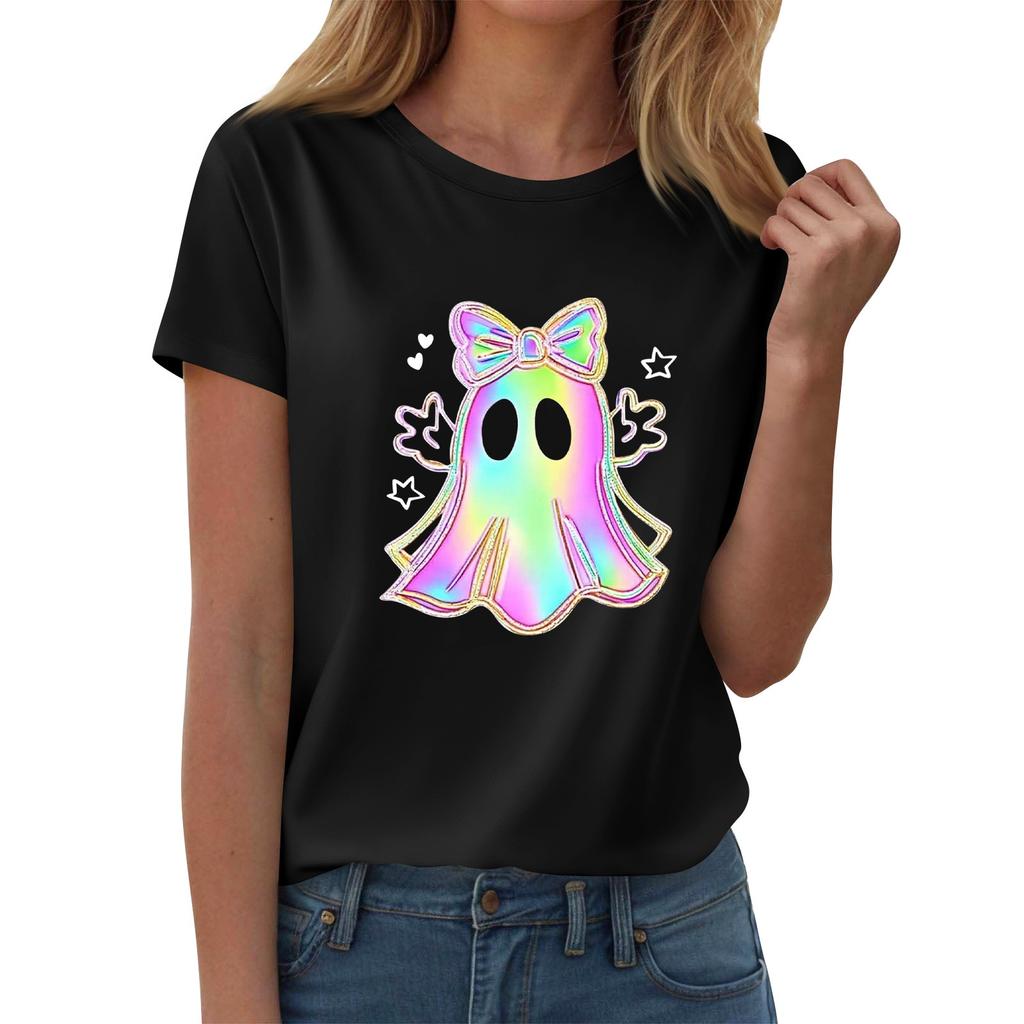 Женские футболки, Женские топы с коротким рукавом, Летняя мода, Повседневные стильные футболки с круглым вырезом, Туники