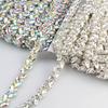 1 Yard Rhinestone Trim Shining Glass Craft Long Row Glitter Stone Charms DIY Making AB/Silver Color Faux Crystal Chain Shoes Clothing Accessories