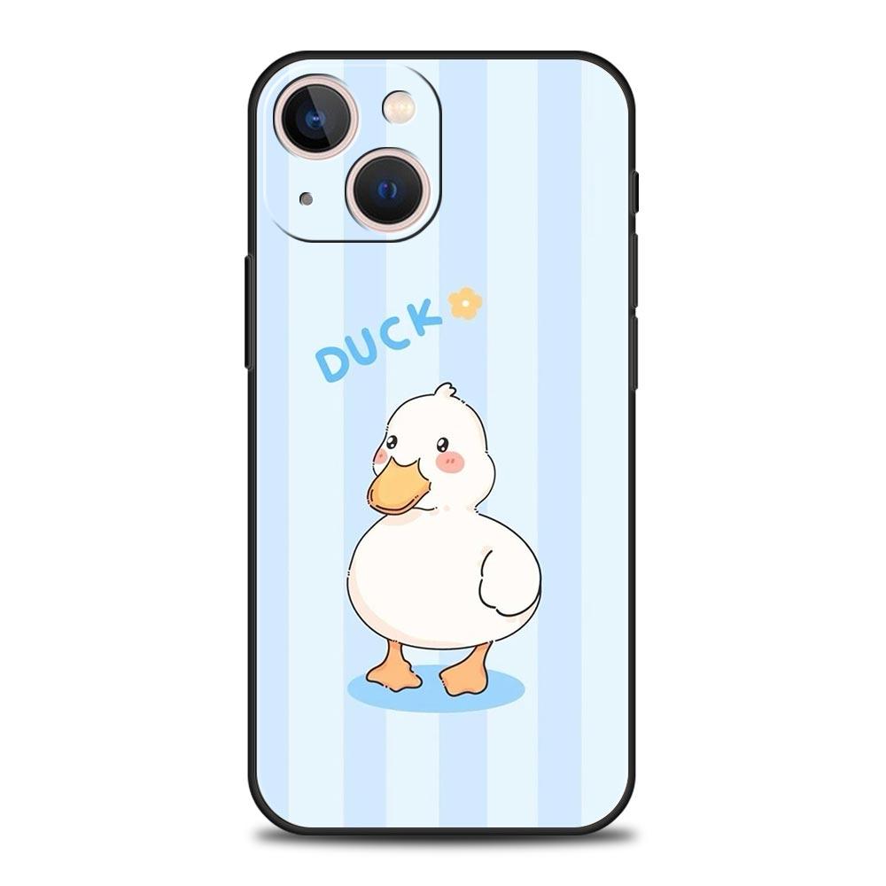 Смешной чехол для телефона с уткой для iPhone 17 Air 16 Plus 13 15 14 12 11 Pro MAX 7 8 SE Мягкий ТПУ Ударопрочный чехол Funda