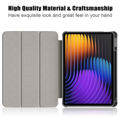 Чехол для Xiaomi Pad 7 Pro/Pad 7 с тройной подставкой, из ПУ кожи+ТПУ+прозрачная поликарбонатная задняя крышка