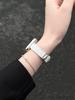 Совместимый ремешок для Apple Watch: Новый металлический браслет из кожи с узором из личи для Series 8/9/10/11, женский ремешок для запястья.