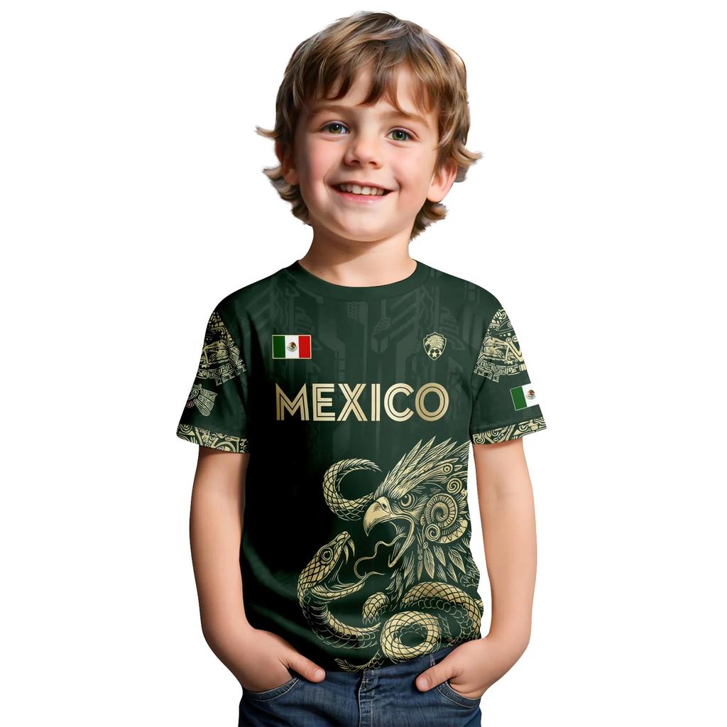 Kids Casual Short Sleeve T Shirt Mexico Themed Letter Print Lightweight Comfortable Summer Top for Boys and Girls