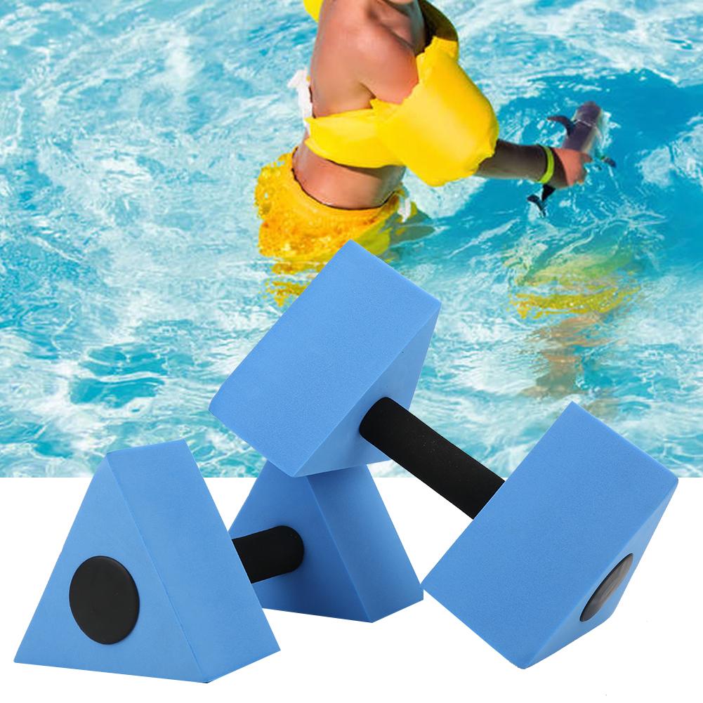 2PCS Triangle Dumbbell EVA Water Weight Barbell Children Swimming Fitness EquipmentBlue