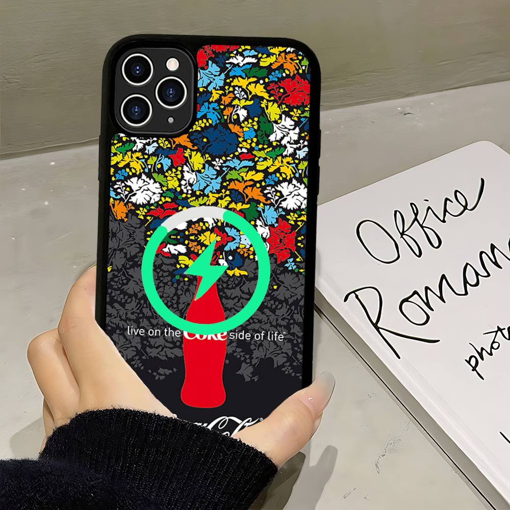 C-CocaS-Модный чехол для телефона в стиле Кола Для IPhone 17 16 15 14 13 12 11 Pro Max Mini Для Magsafe Магнитная Беспроводная Зарядка