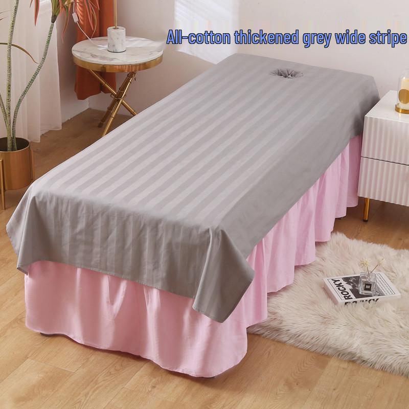 Custom White Cotton Salon Bed Sheets with Face Hole for SPA & Massage