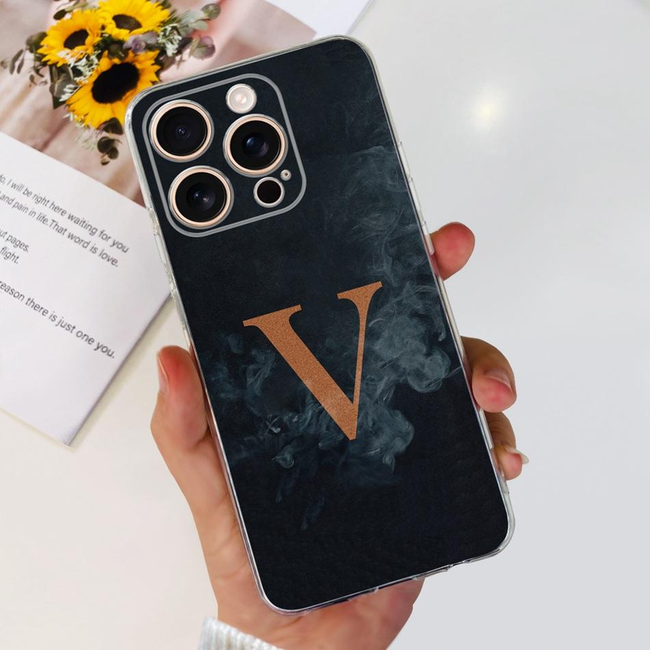 Для iPhone 16 Pro Max iPhone16 Pro Модный чехол с инициалом Для iPhone 16Pro 16ProMax Прозрачный ТПУ Мягкий силиконовый чехол для телефона