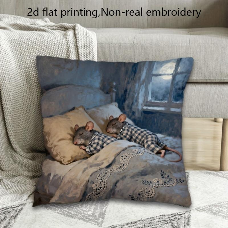 Soft Smooth A Mouse In Pajamas Sleeping In Bed Decoration For Living Room Sofa Touchable Plush Toy