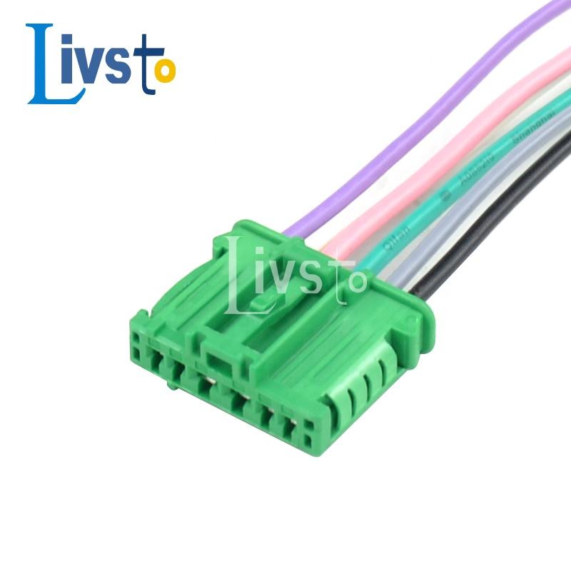 6 Pin Automotive Wire Harness with Pure Copper Conductor PVC Jacket IP67 Rated 600V-Green Connectors DJ7068K-1.5/2.8-21
