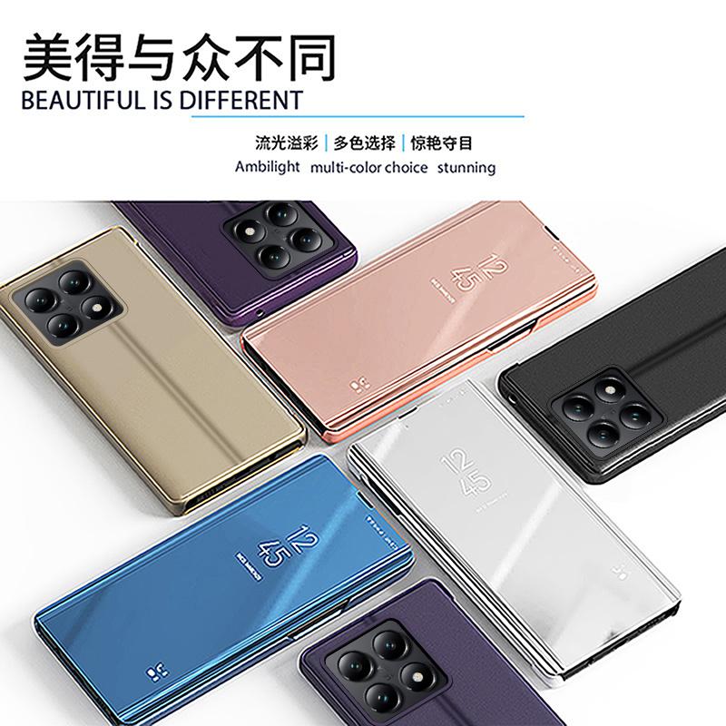 Для Xiaomi 14T Pro 5G Чехол Прозрачный Зеркальный Флип-чехол-подставка для телефона Для Ксиоми 14TPro Ми 14 Т Xiaomi14T 5G Ударопрочная Задняя Крышка