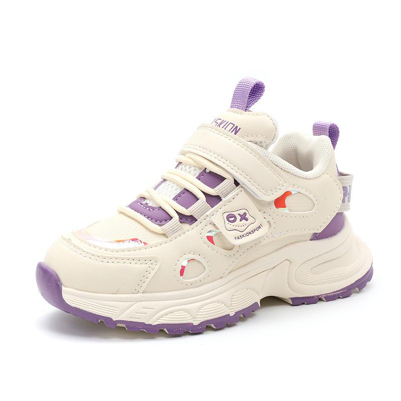 Girls' spring new children's sports white shoes, soft-soled dad shoes for older girls, autumn and winter models