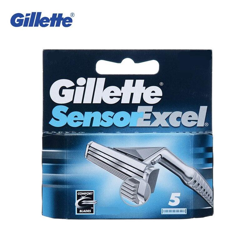 Gillette Датчик Excel, лезвие с картриджем для бритвы, сменные головки, бритье для бороды на лице, удаление волос, двухслойные лезвия для бритвы Vector3 Razor pisau cukur cukur
