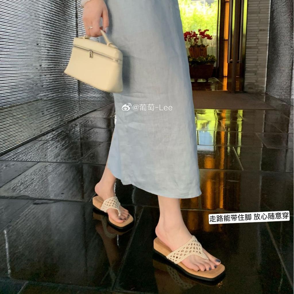 Виноградная мать тот же богемный стиль полые вязаные носок квадратный носок сандалии женский темперамент фея носок шлепанцы