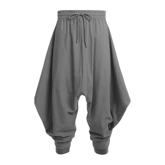 Мужские штаны-шаровары Повседневные с кулиской Свободные хлопковые штаны с заниженным шаговым швом для хиппи Уличная одежда Пляж
