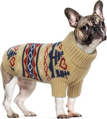 Dog Sweater Christmas S Khaki Warm Turtleneck Christmas Tree Stroller