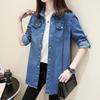 Loose Women'S Denim Shirt Long Sleeve Mid-Length Spring Autumn Fashion Thin Outerwear Versatile Top Button-Up Casual Shirt