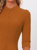 Allegra K Elegant A-Line Sheath Dress with Three-Quarter Sleeves and Stand Collar, Dark Orange, Size S