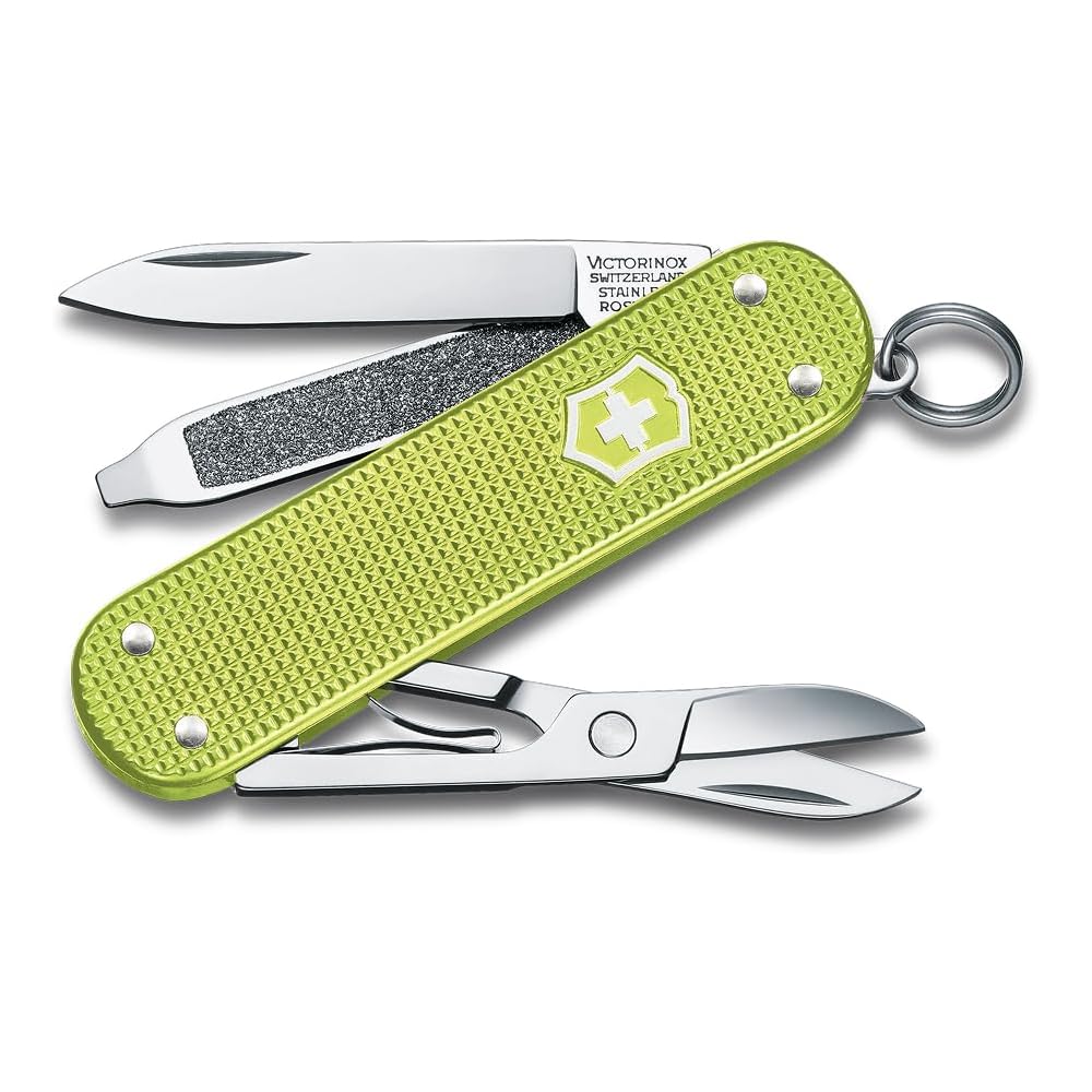 Victorinox Классический швейцарский армейский нож Victorinox Alox Lime Twist Мультитул с ножницами, отверткой, пилкой для ногтей, 5 функций