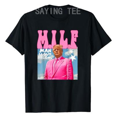 M.I.L.F Мужчина, я люблю преступников Смешная розовая футболка для выборов 2024 Мужская мода Юмористическая агитационная футболка Летняя одежда