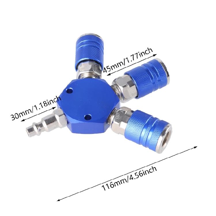 3 Way Air Manifold Carbon Steel Air Hose Splitter 1/4inch Quick Connector Air Compressor Hose Fittings Air Hose Connector