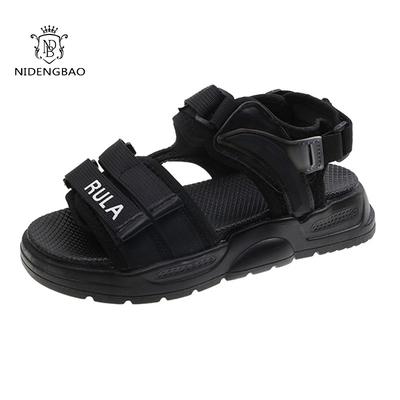 Летние спортивные сандалии женские модные корейские сандалии на платформе INS с толстой подошвой увеличивающие прилив туфли женская пляжная мужская обувь